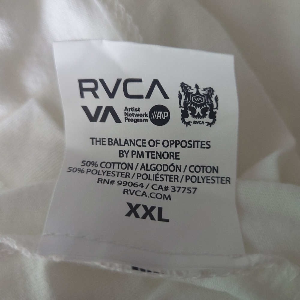 RVCA Men's White Vintage Dye Slim Fit T-Shirt - Size: 2X- NWT - Picture 8 of 8